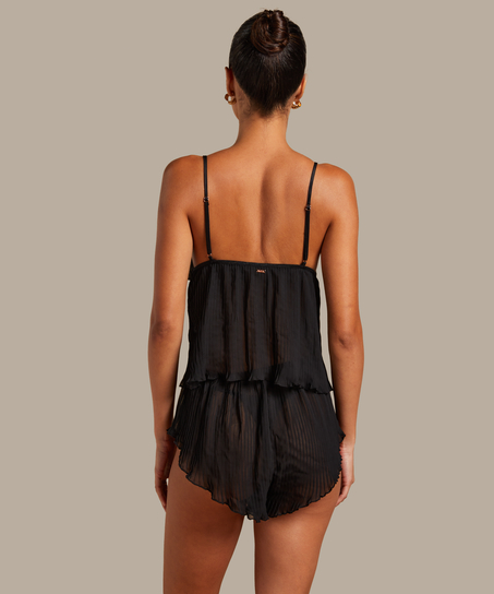 Ensemble Cami Mousseline Plissé, Noir
