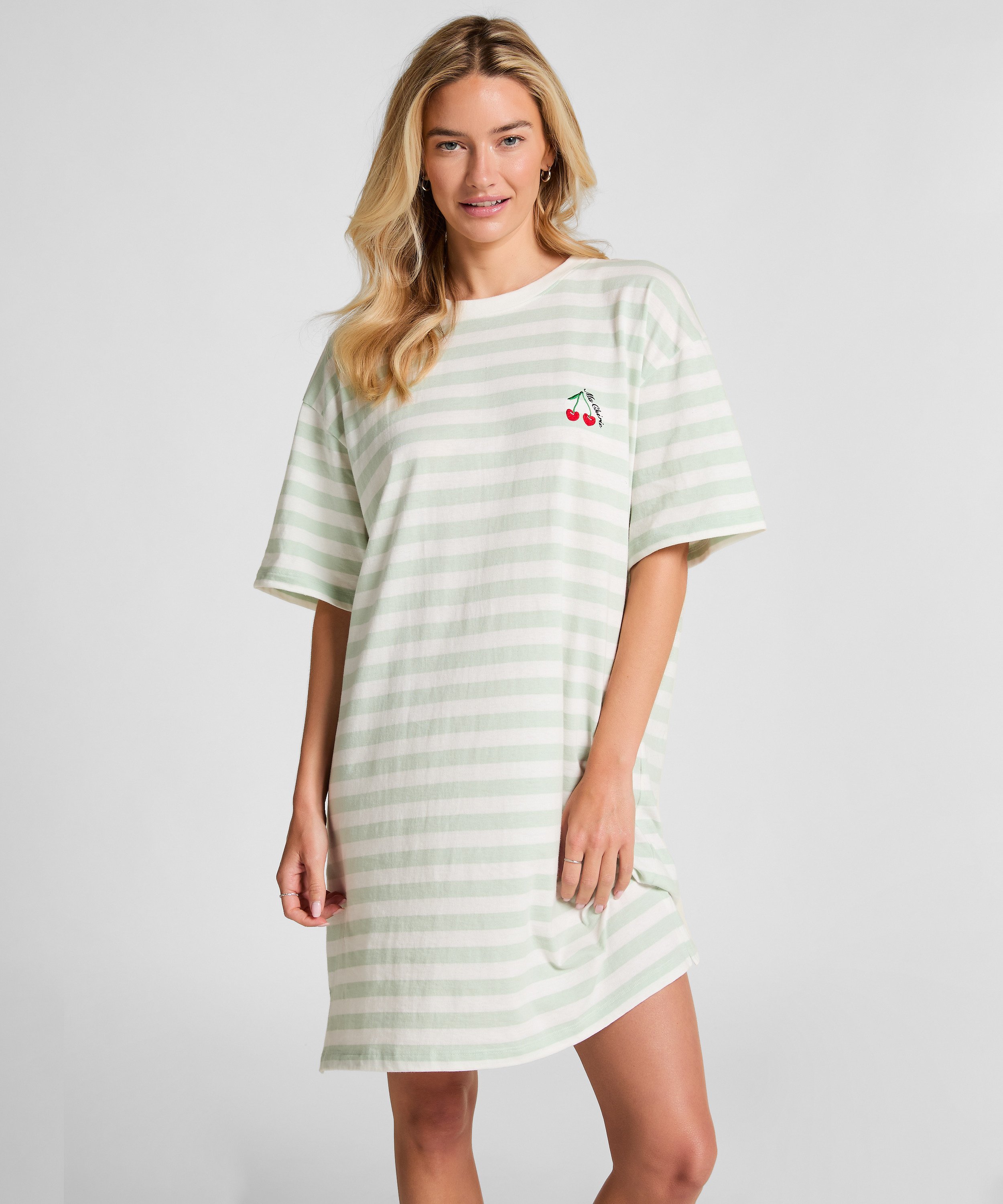 Chemise de nuit col rond, Vert, main