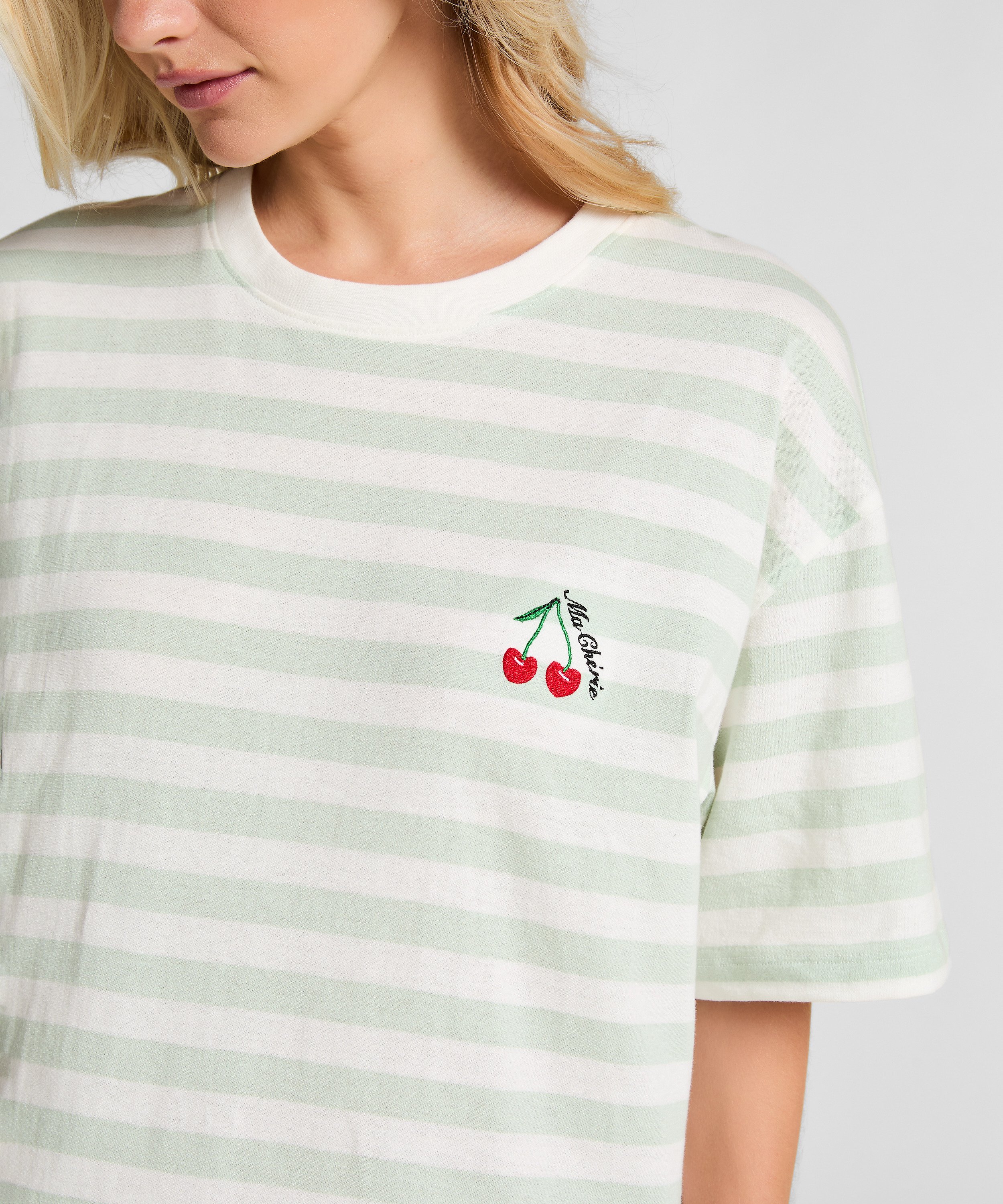 Chemise de nuit col rond, Vert, main