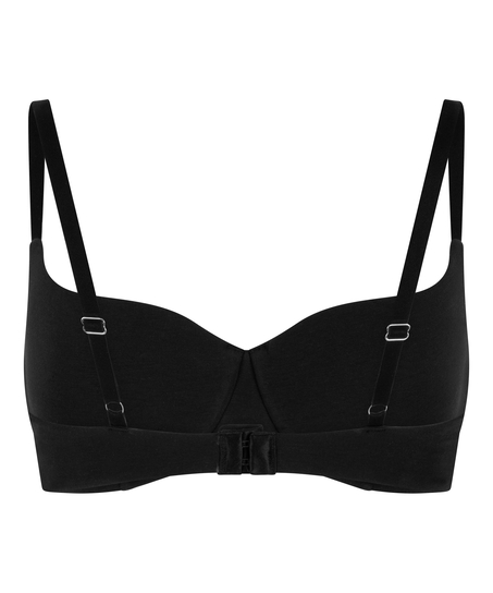 Soutien-gorge à armatures rembourré en coton, Noir