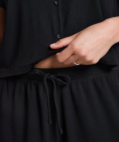 Short en jersey côtelé Essential, Noir