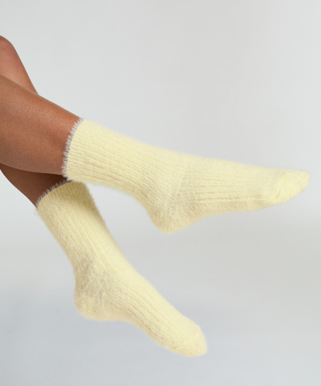 Chaussettes duveteuses Liv, Jaune