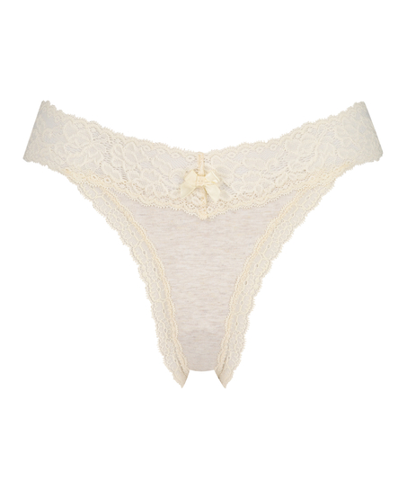 String taille extra basse en coton, Beige