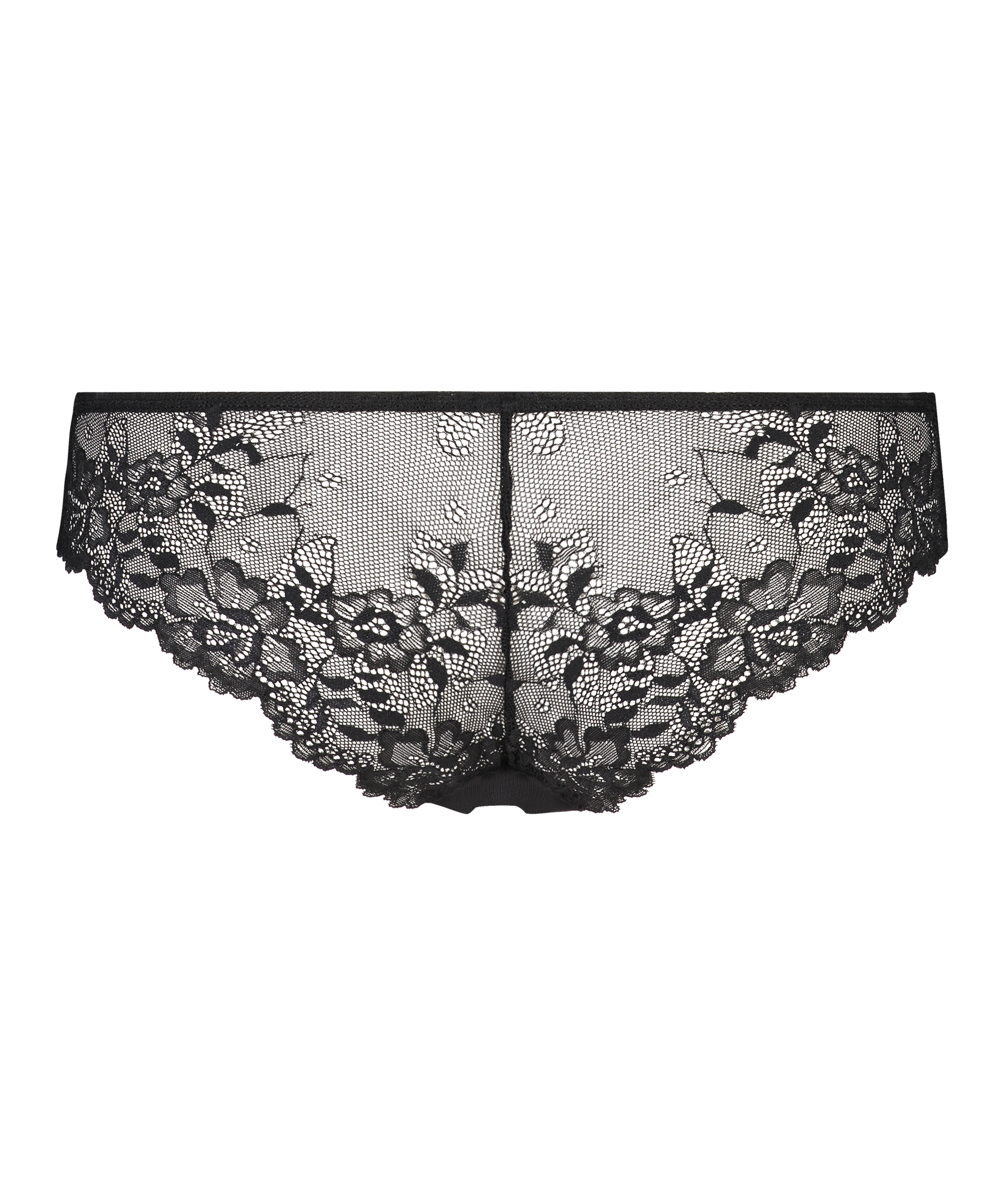 Slip brésilien Crystal Lace, Noir, main