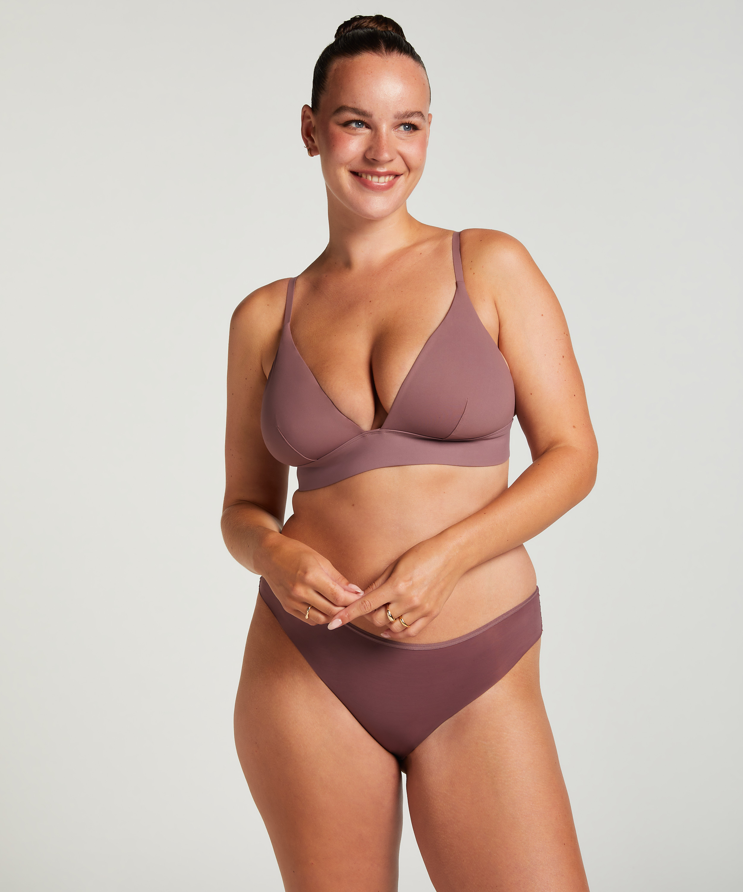 Triangle Brassière Smooth, Marron, main