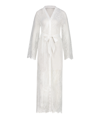 Long Kimono Allover Lace, Blanc