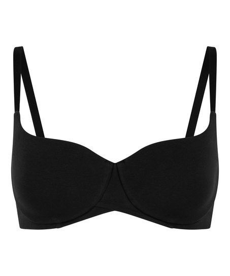 Soutien-gorge à armatures rembourré en coton, Noir