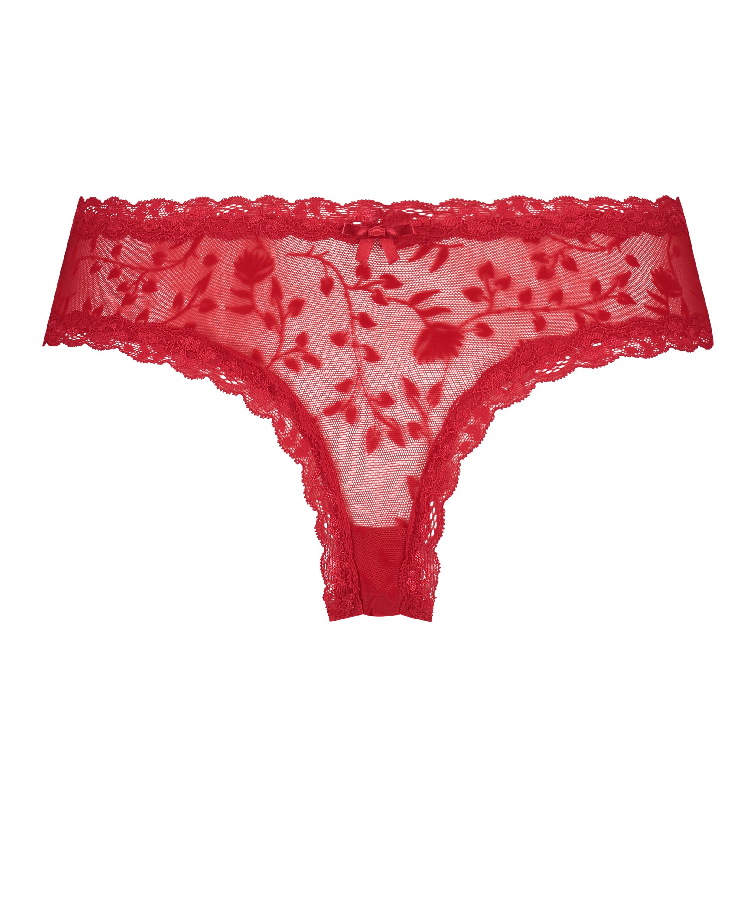 Slip br&eacute;silien V-shape mesh, Rouge, main