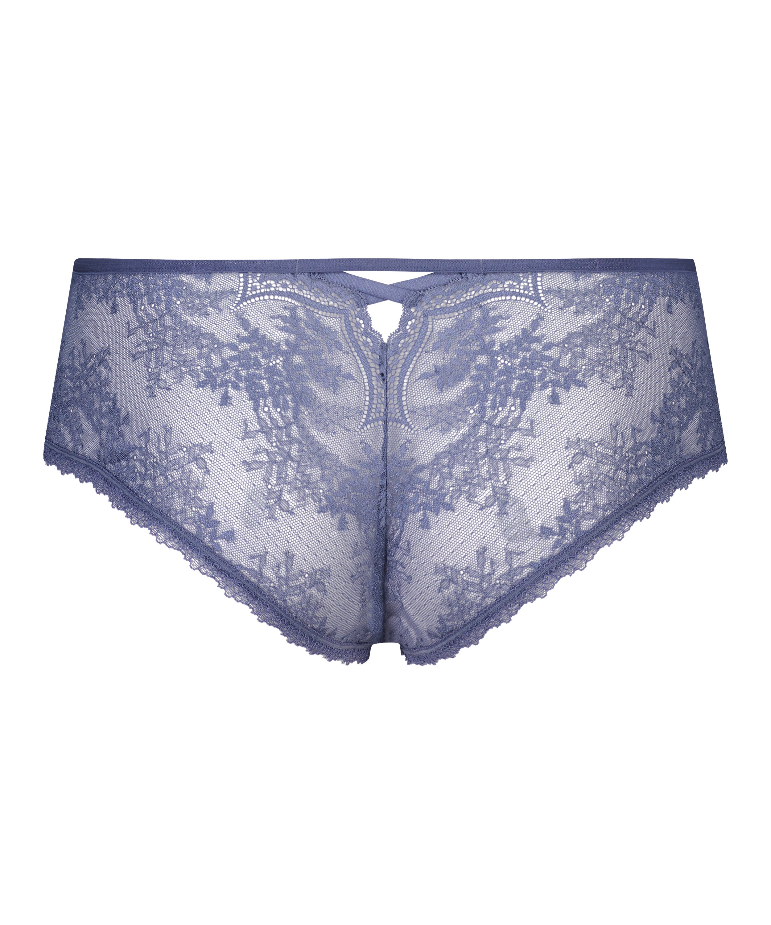 Slip brésilien Lacey Curvy, Bleu, main