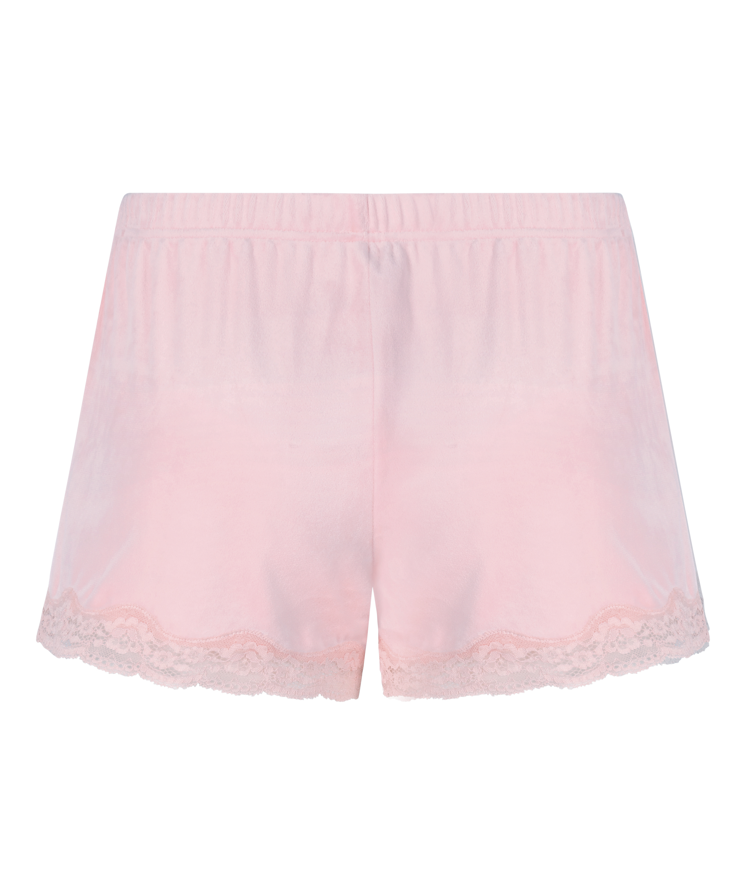 Short en velours &agrave; dentelle, Rose, main