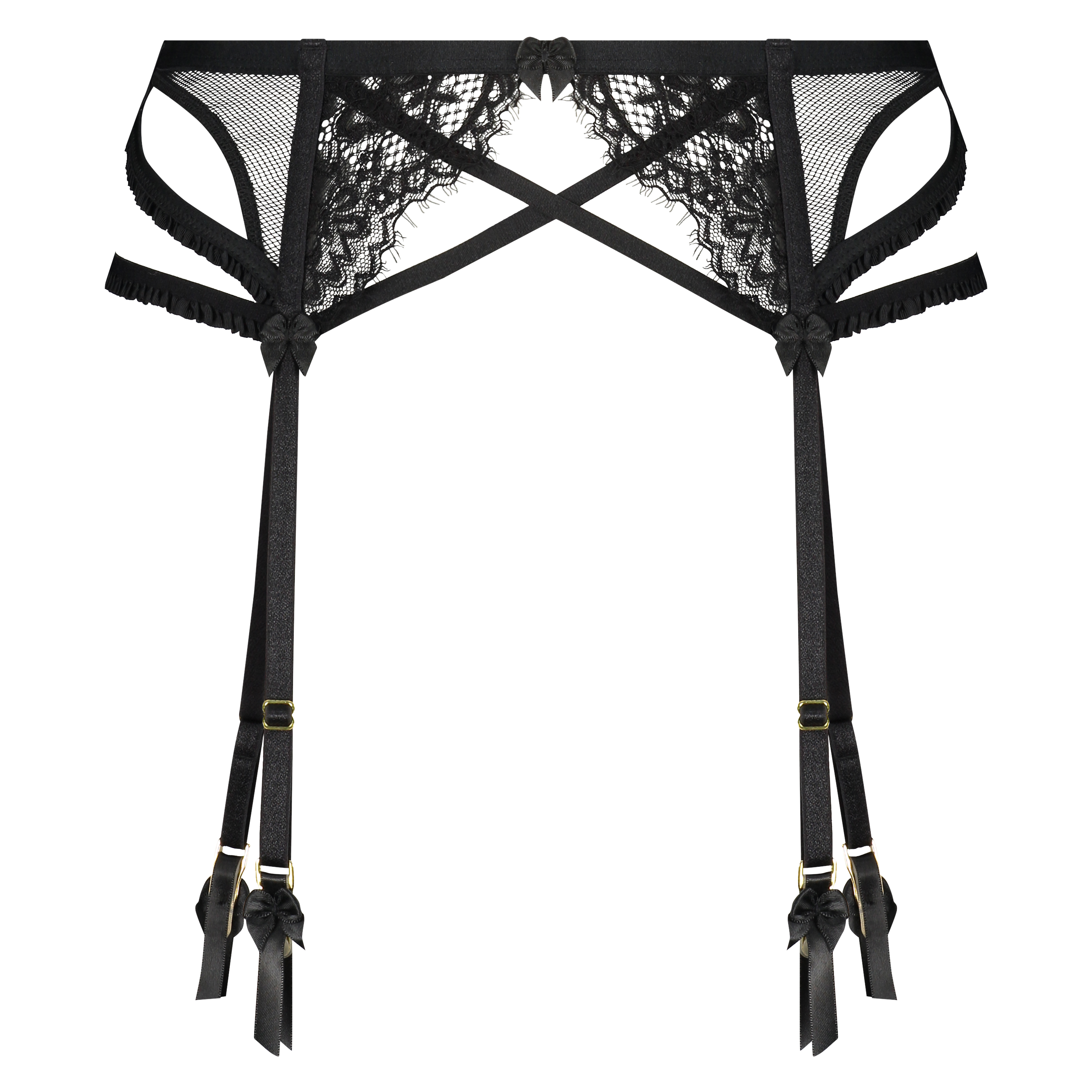 Jarretelles Raven, Noir, main