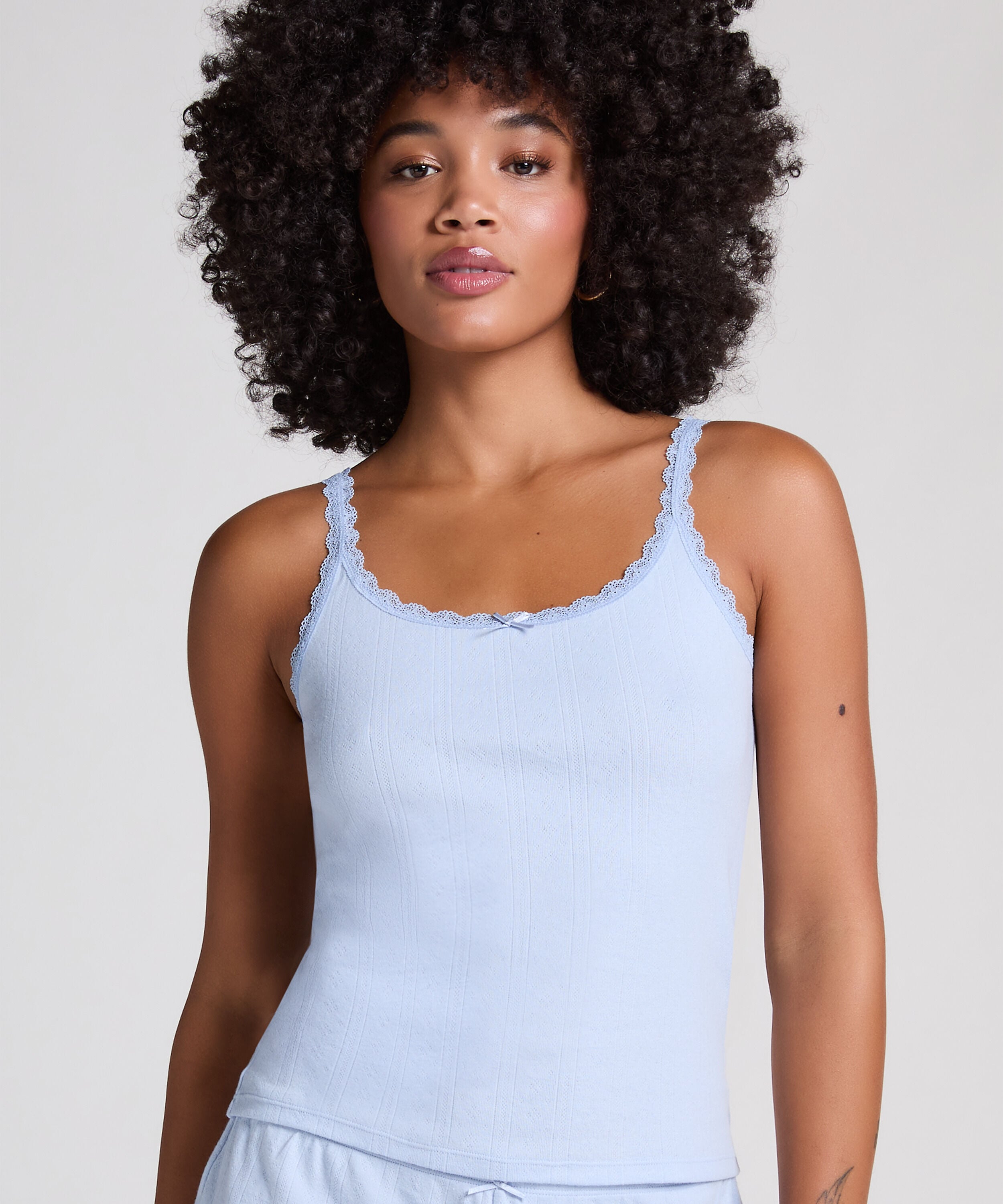 Débardeur Pointelle, Bleu