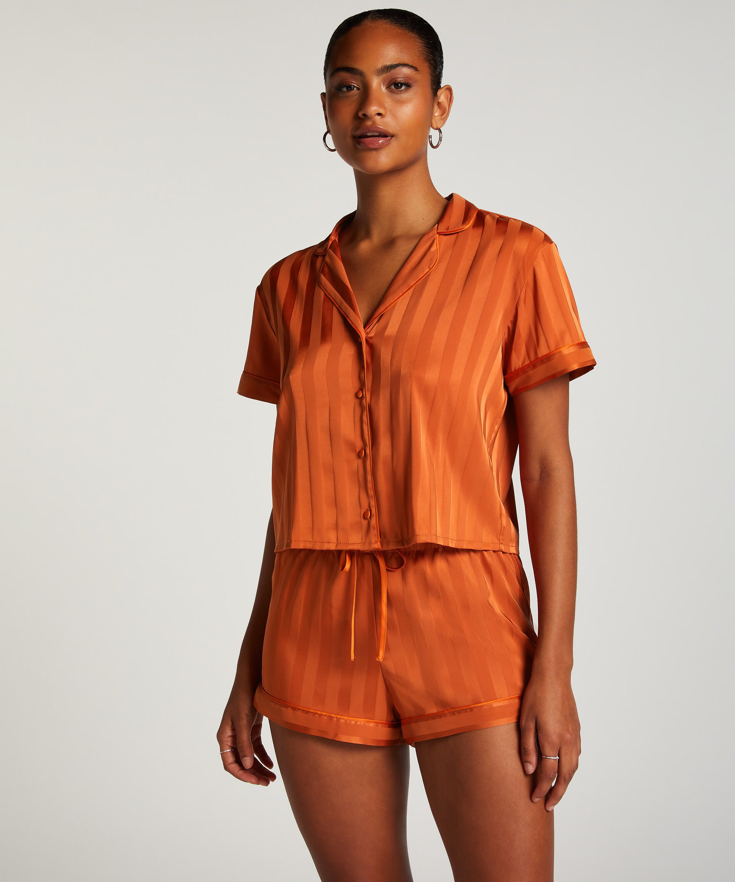 Short de pyjama Satin, Orange Short de pyjama Satin, Orange