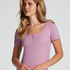 Haut de pyjama manches courtes Henley, Violet