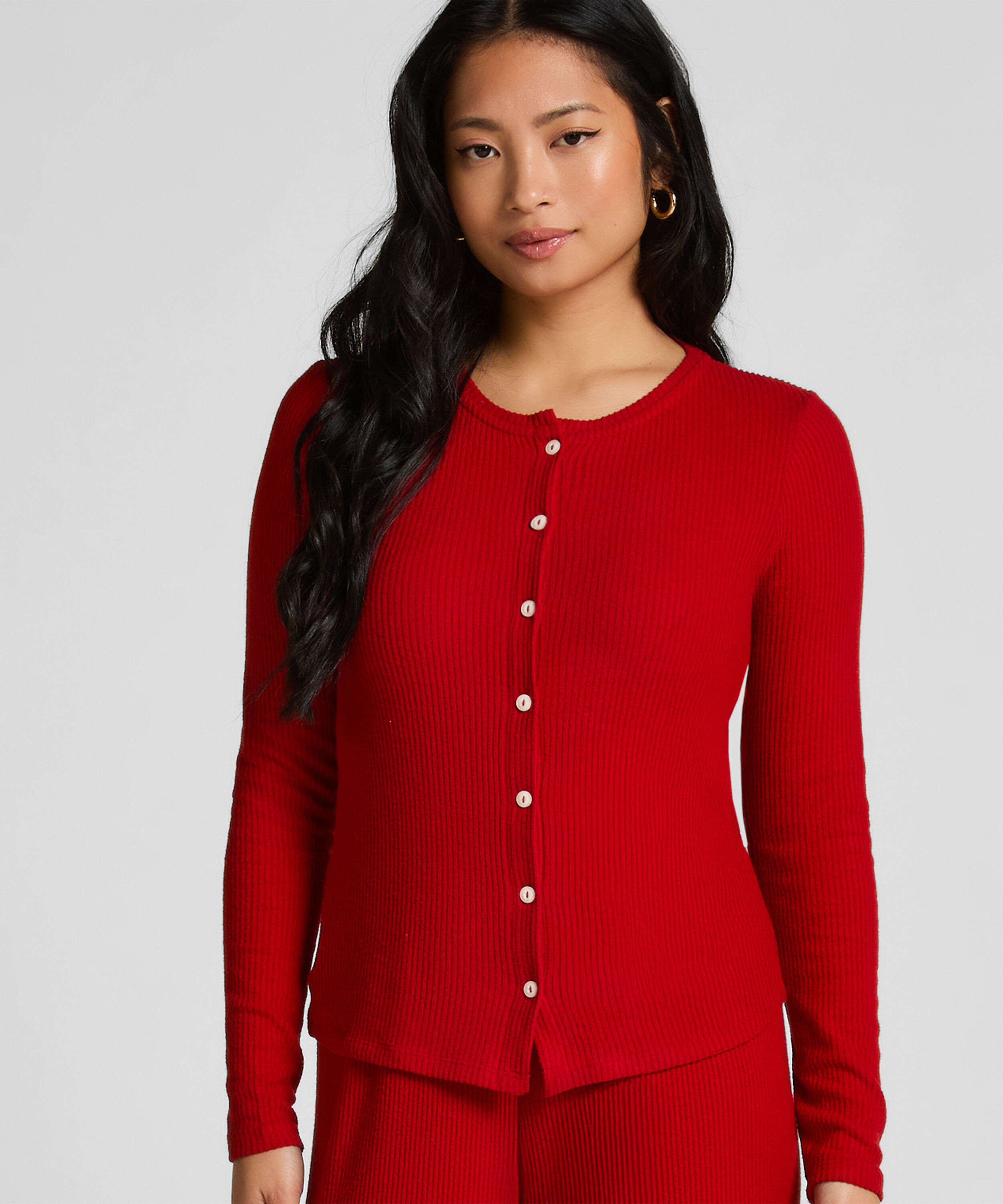 Gilet en Jersey Côtelé, Rouge
