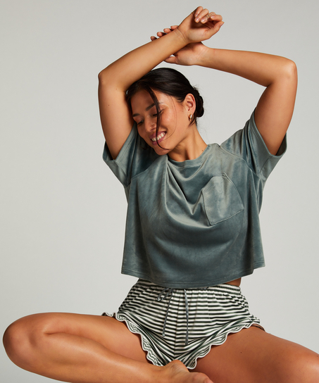 Short Velours à volants, Vert