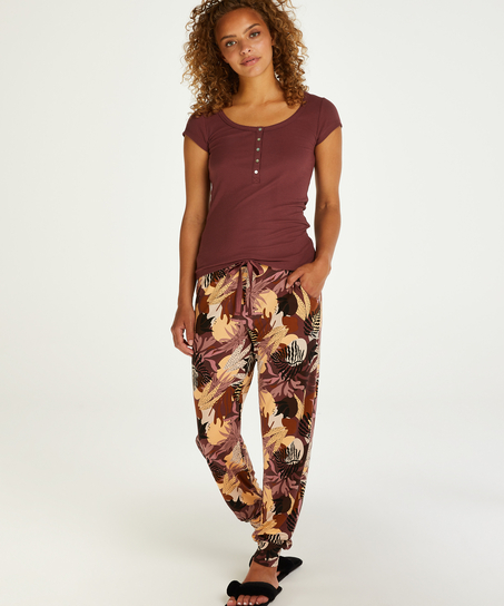 Pantalon de pyjama Jersey Abstract Leaf, Rose