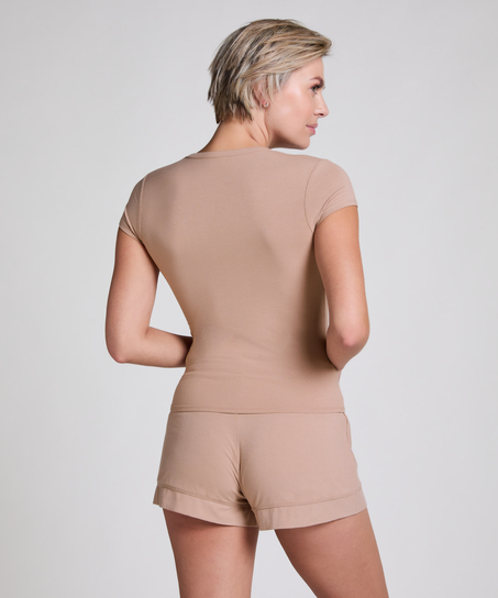 Short en jersey côtelé Essential, Beige