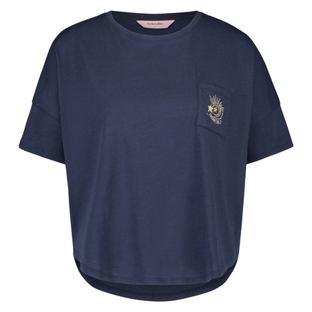 Haut de pyjama à manches courtes Loose Fit, Bleu