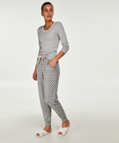 Top LS Rib R-neck, Gris