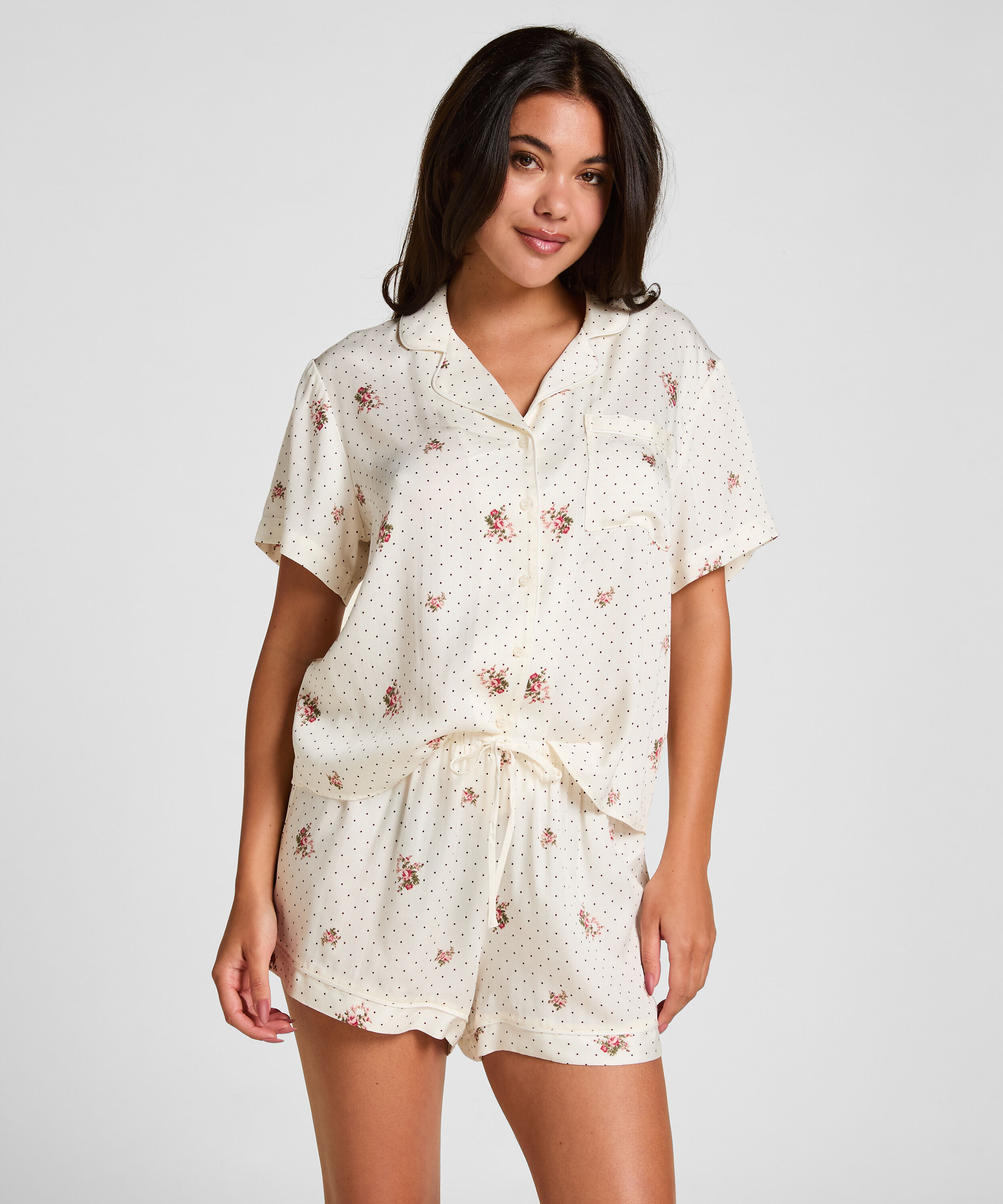 Short de pyjama Satin, Blanc
