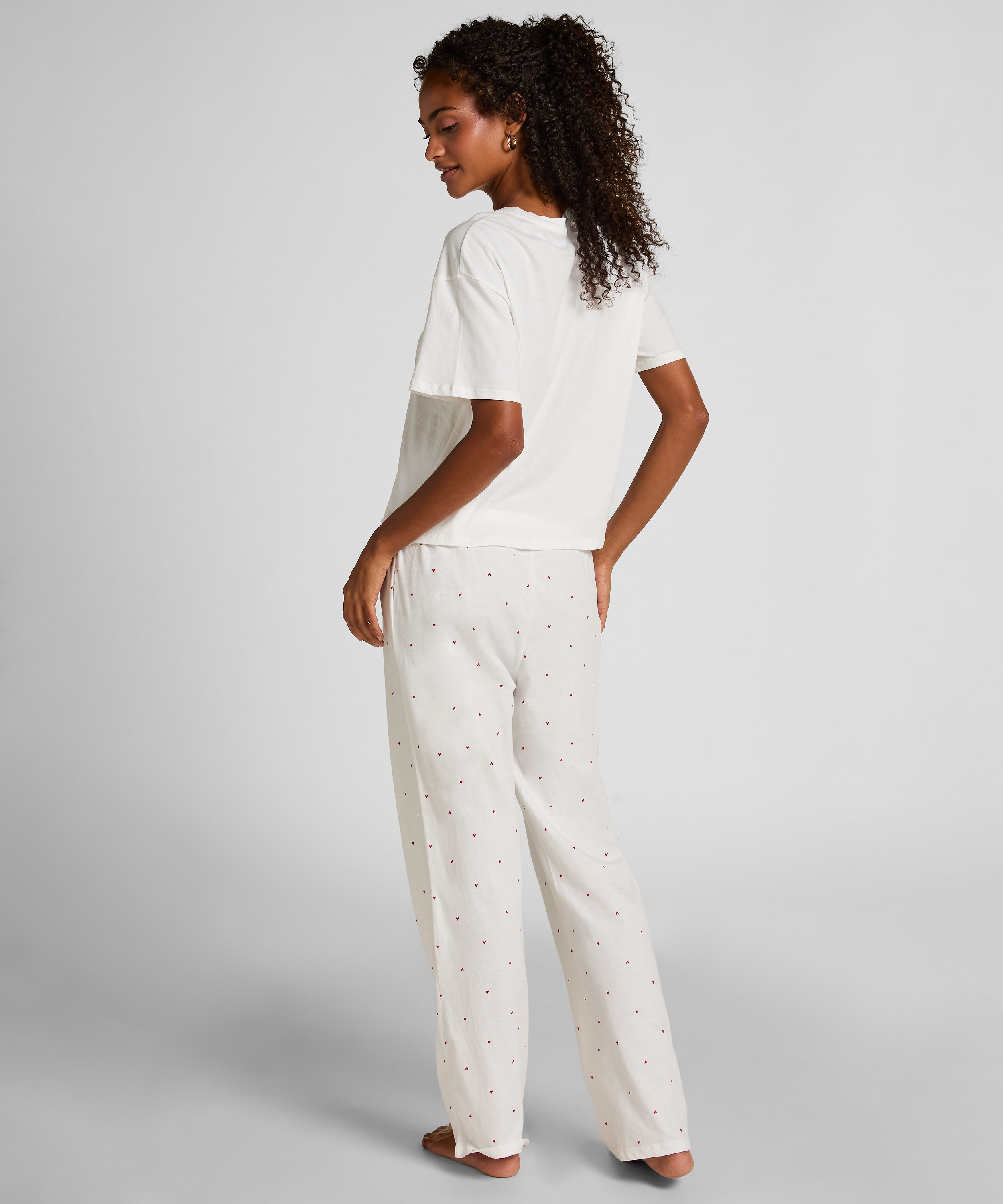 Pyjama en coton imprimé, Blanc, main