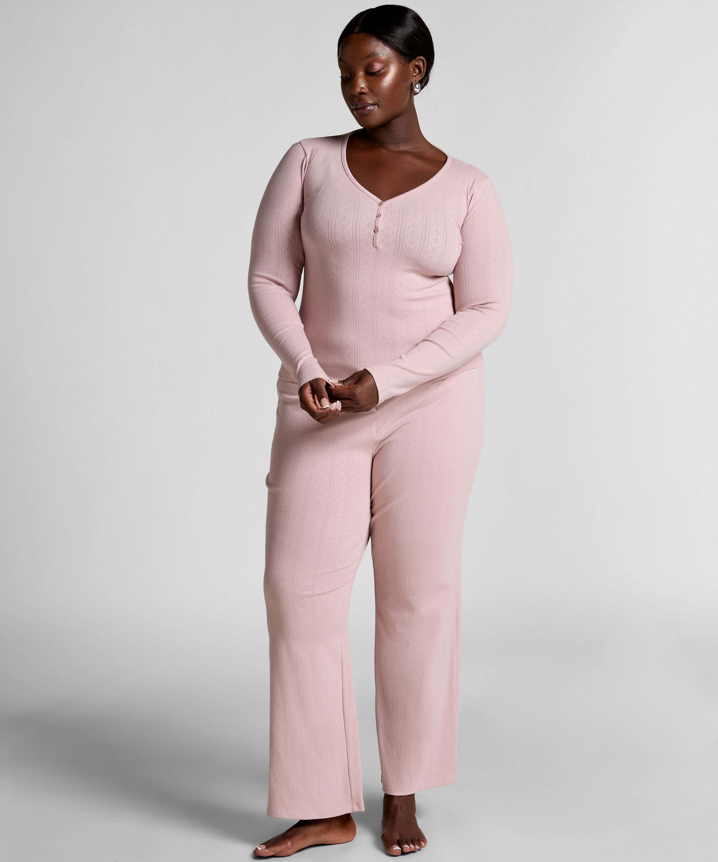 Pantalon de pyjama Pointelle, Rose, main
