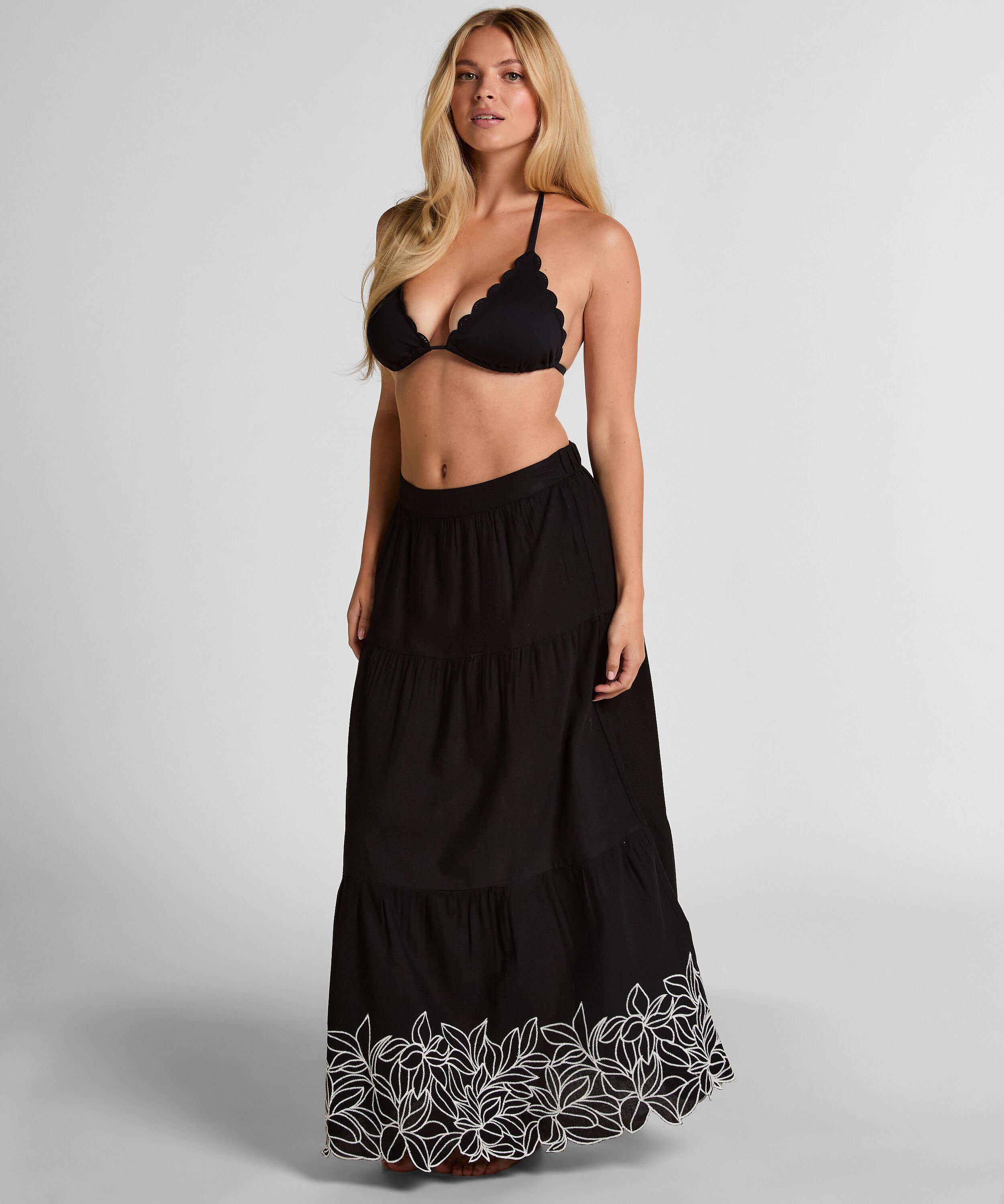 Jupe brodée, Noir Jupe brodée, Noir