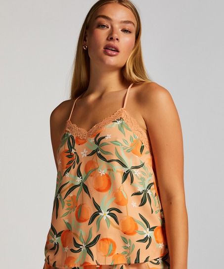 Top Cami en dentelle tissée, Rose