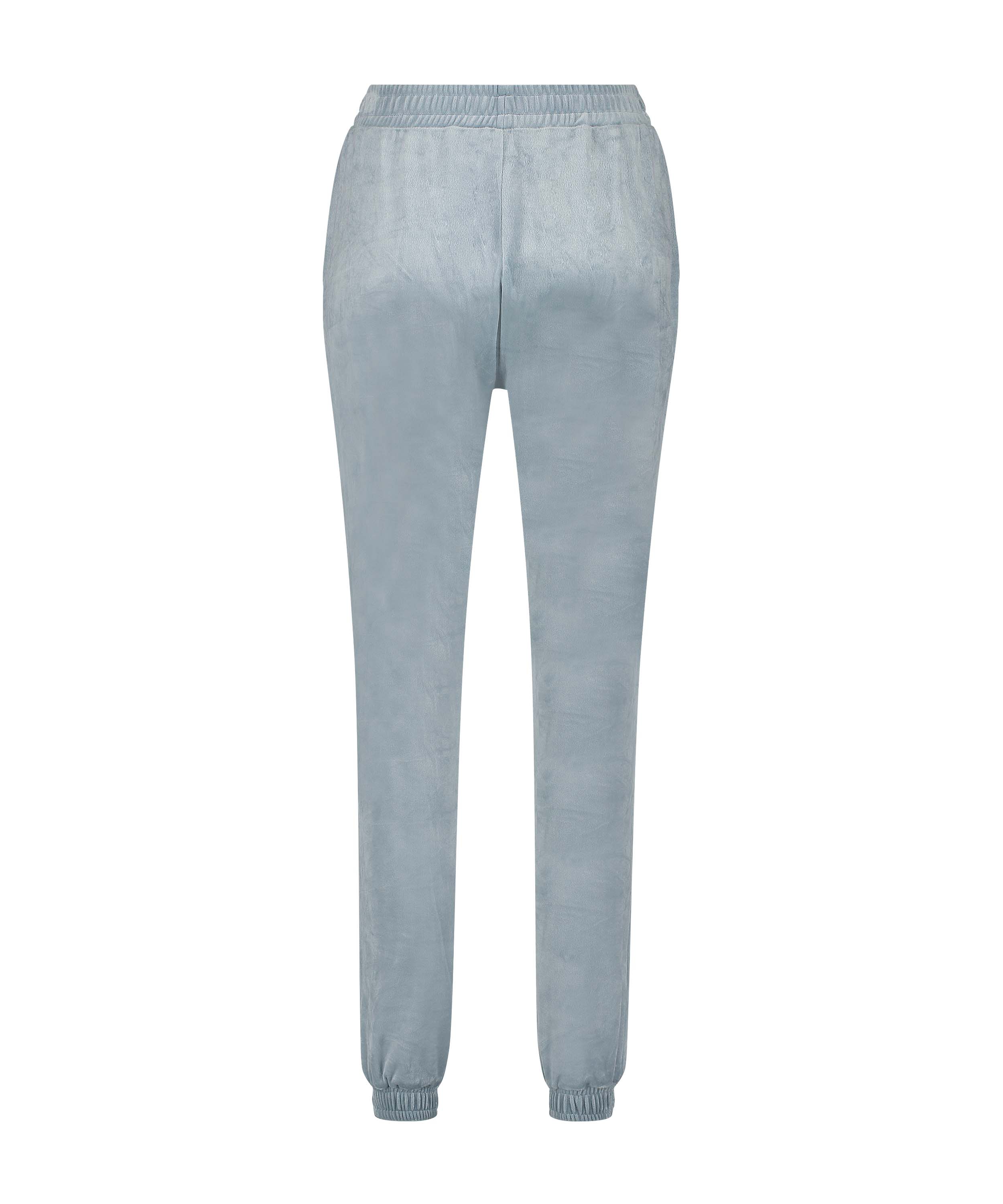 Pantalon Jogging Velours Pintuck, Bleu, main