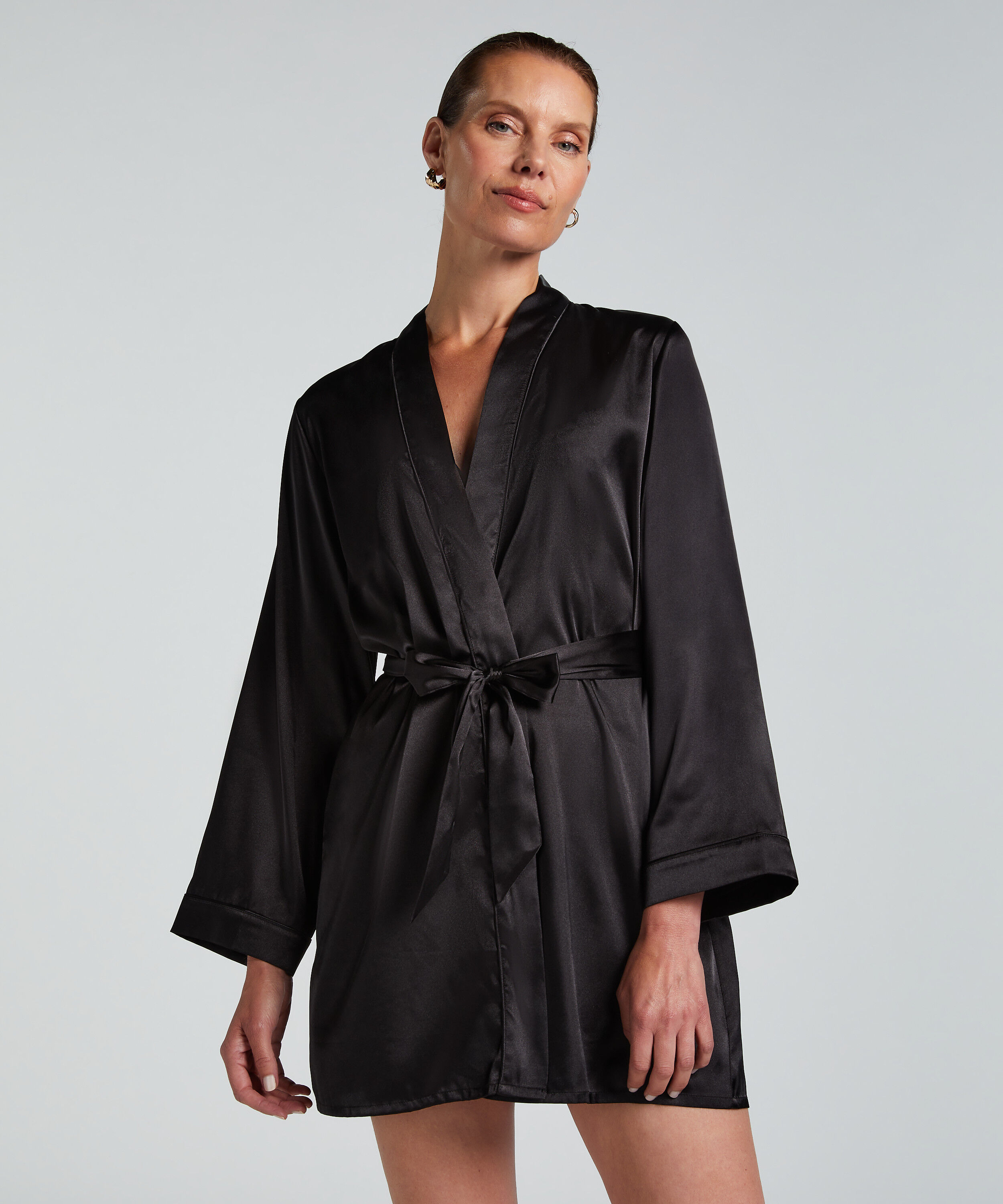Kimono Satin, Noir Kimono Satin, Noir