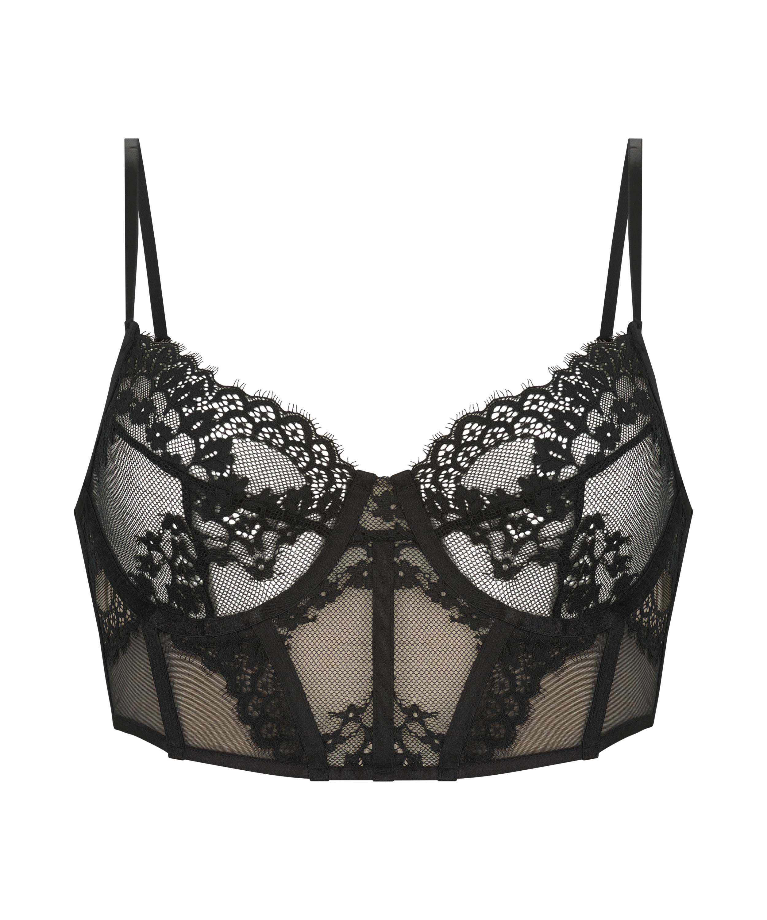 Soutien-gorge à armatures non-préformé longline Emily, Noir, main