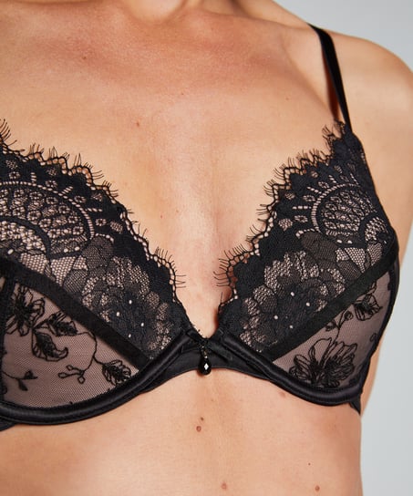 Soutien-gorge push-up rembourré à armatures Malika, Noir