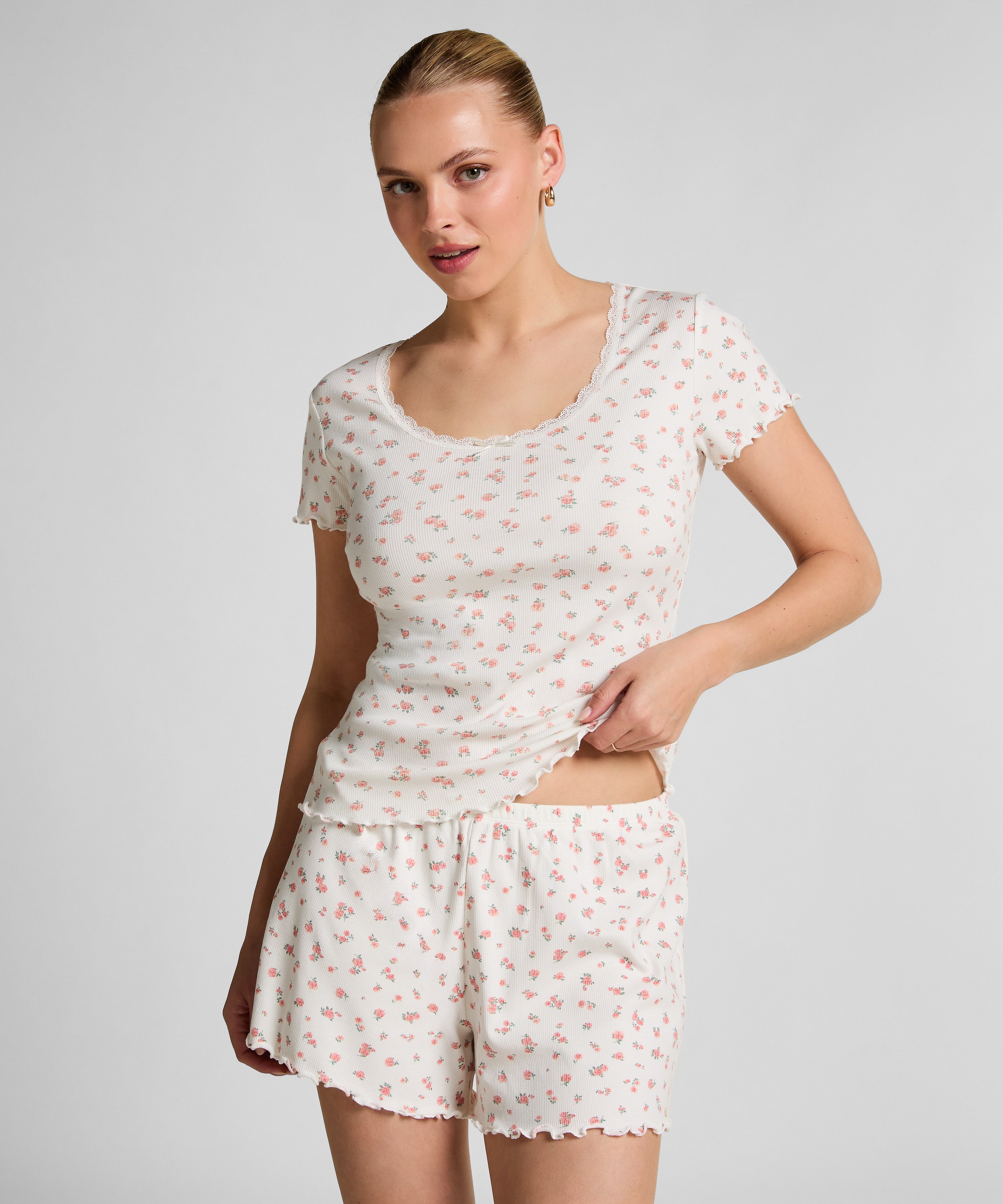 Short de pyjama c&ocirc;tel&eacute;, Blanc, main