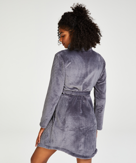 Peignoir en molleton avec fermeture éclair, Gris