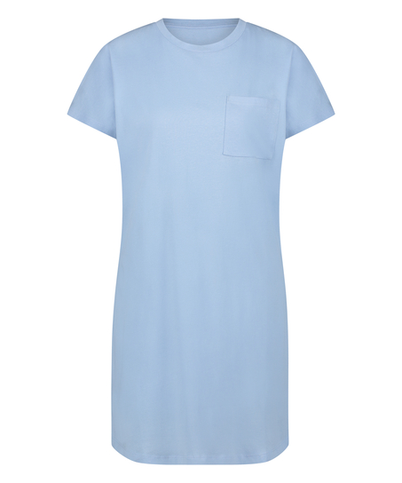 Chemise de nuit col rond, Bleu