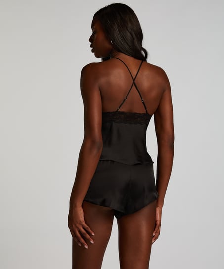 Caraco en satin Marcela, Noir