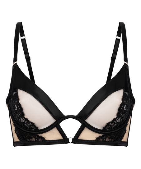 Soutien-gorge à armatures non-préformé longline Nisha, Noir