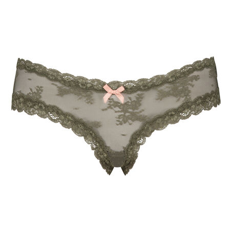 Slip br&eacute;silien V-shape Floral Mesh, Vert