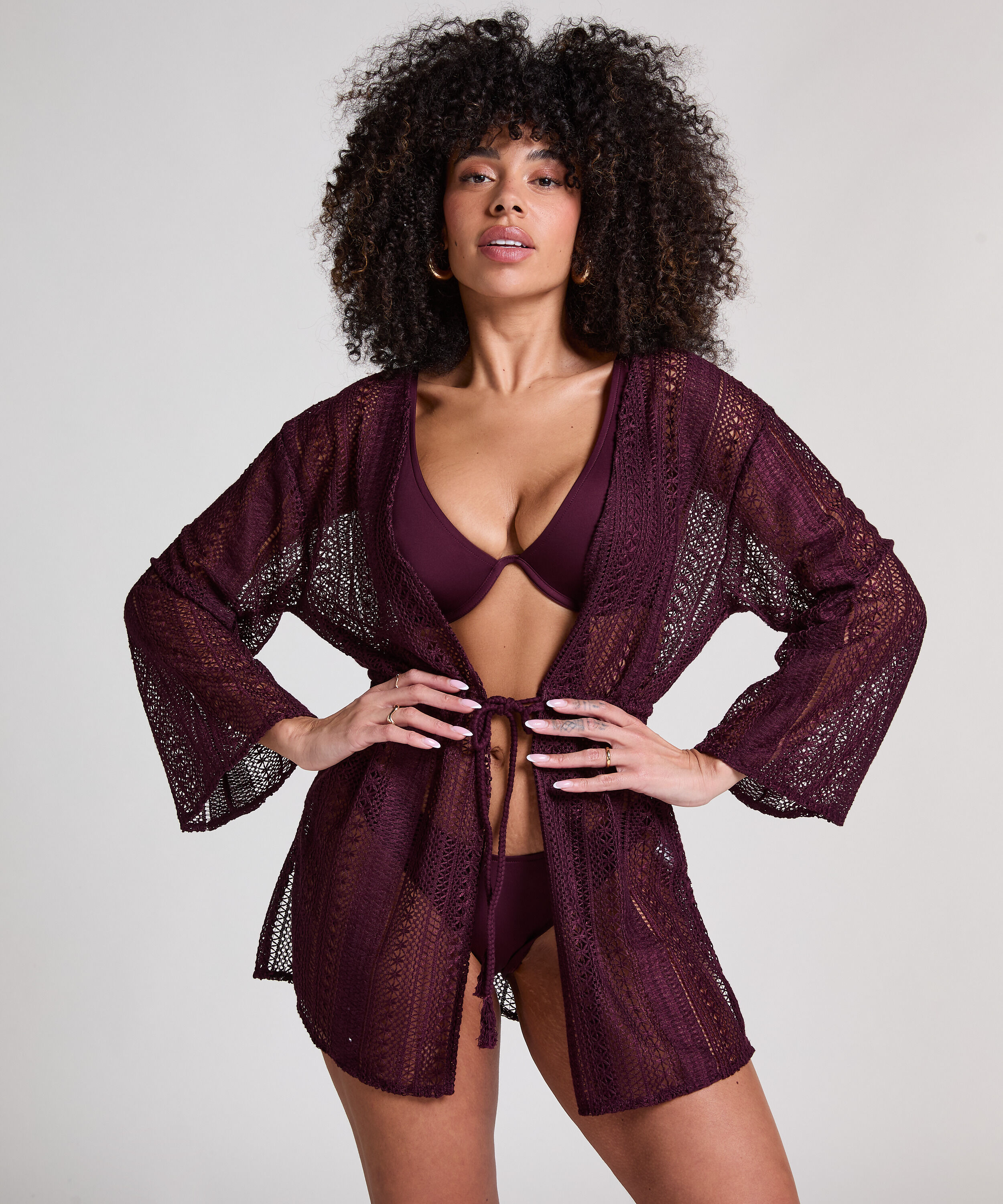 Caftan de plage en crochet, Violet Caftan de plage en crochet, Violet