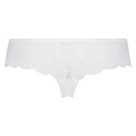 Slip brésilien Mesh Embroidery, Blanc