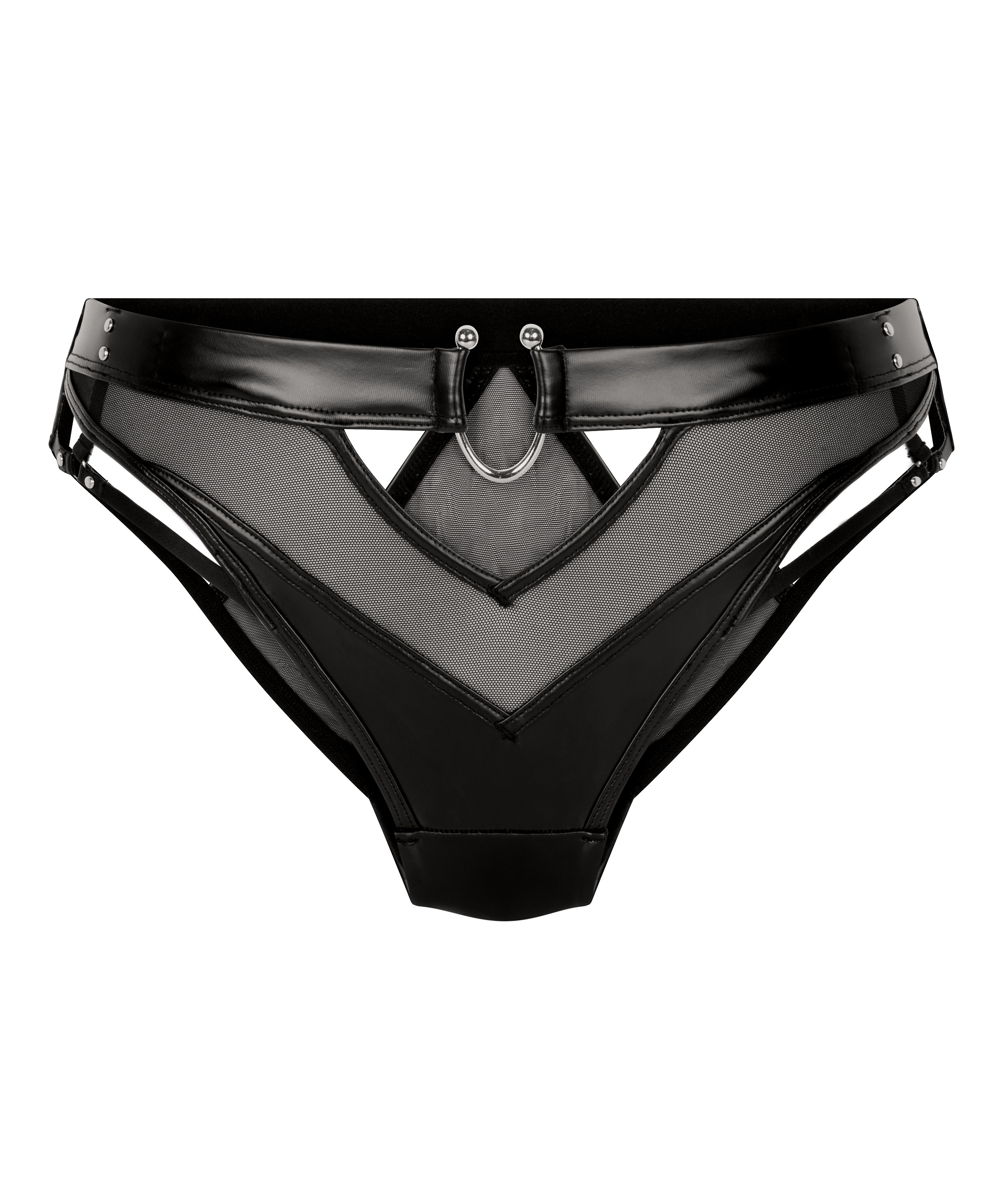 Culotte brésilienne jambe haute Zelda, Noir, main