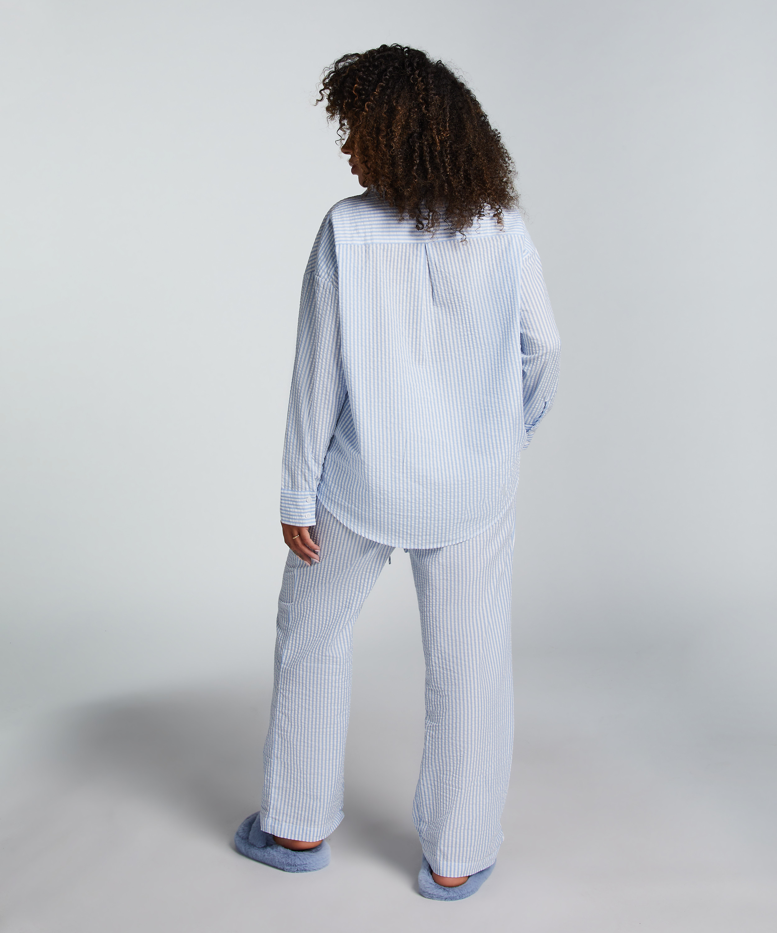 Haut de pyjama en Coton, Bleu, main