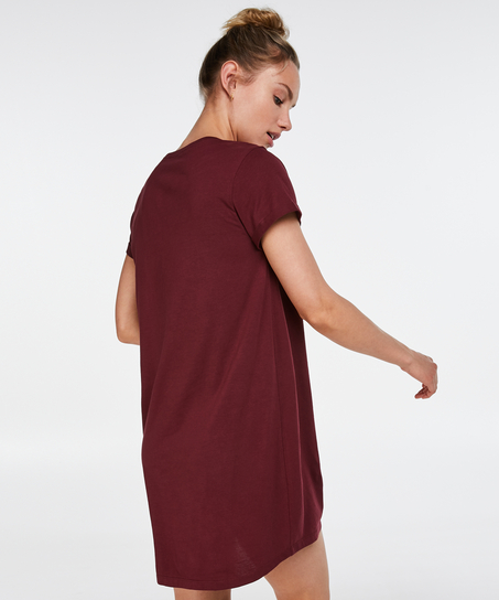 Chemise de nuit à encolure arrondie, Rouge