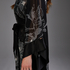 Kimono long chiffon lotus, Noir