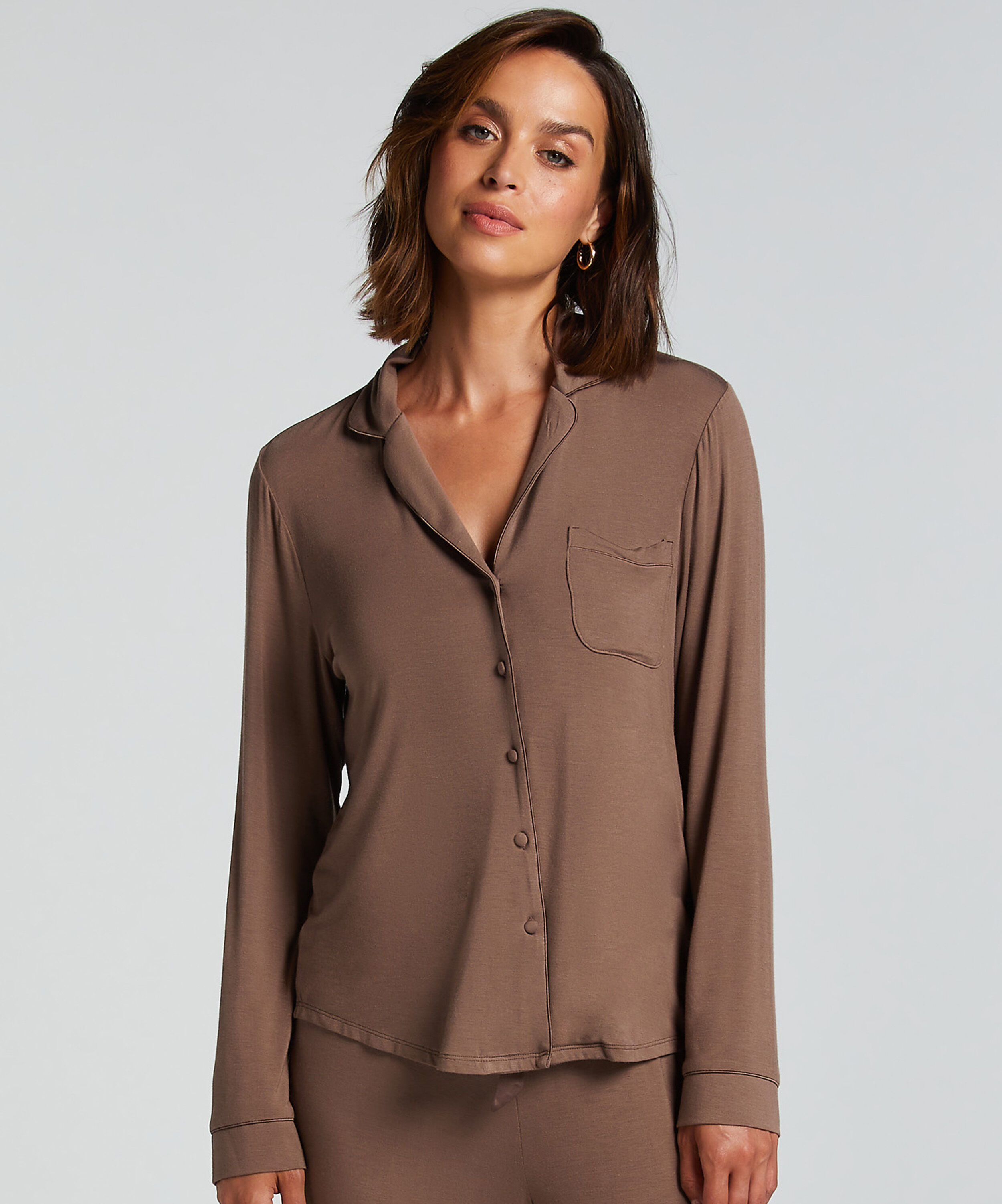 Veste à manches longues en jersey Essential, Marron