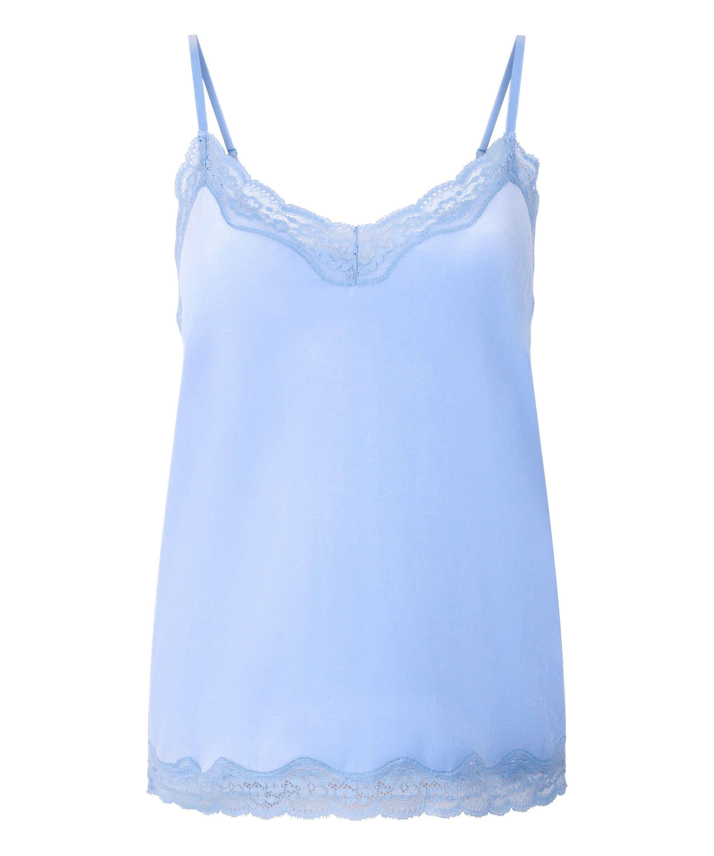 Camisole velours Dentelle, Bleu
