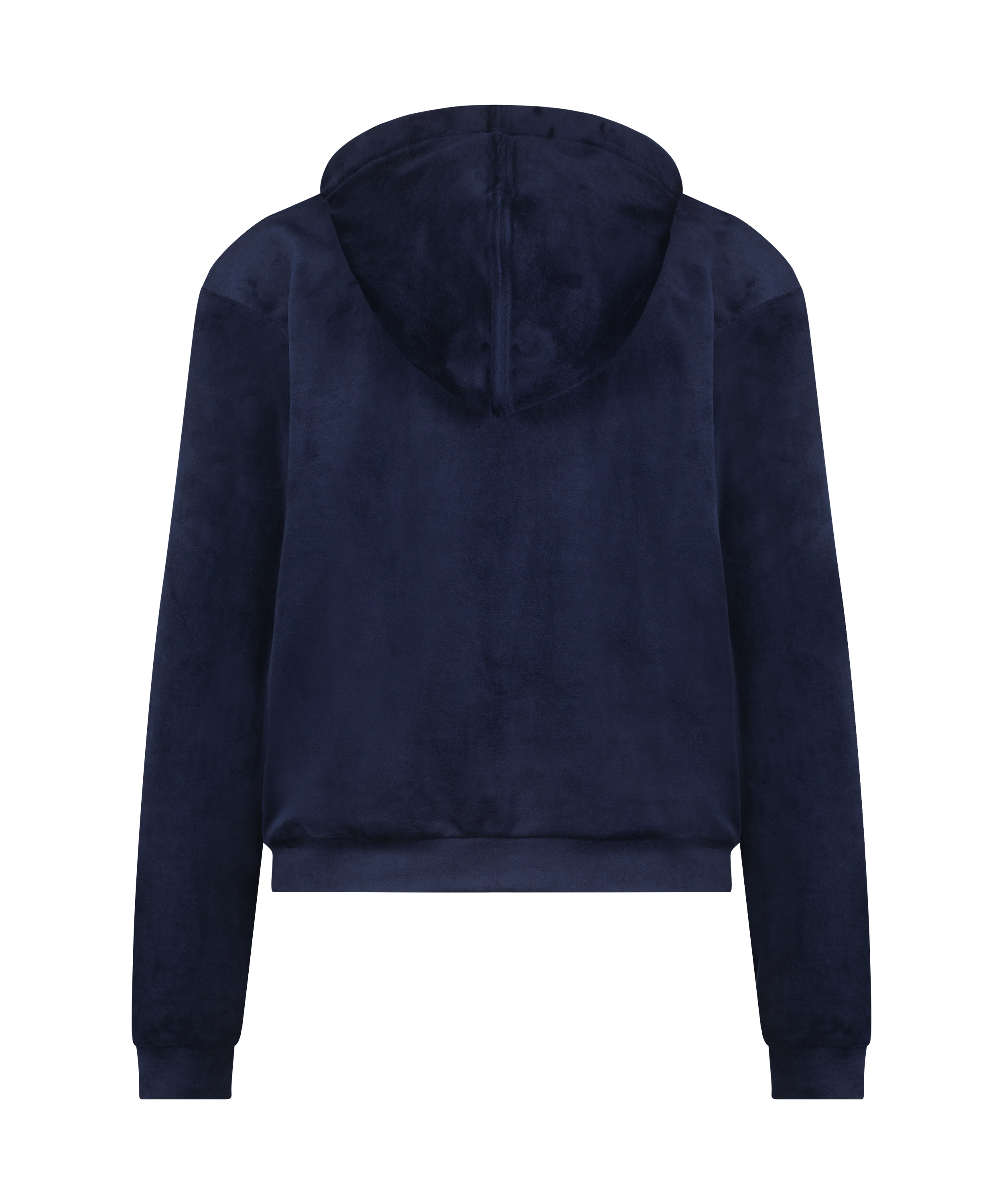 Manteau à capuche velours, Bleu, main