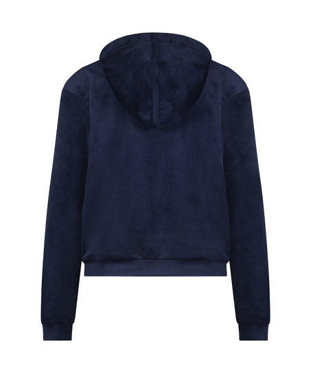 Manteau à capuche velours, Bleu