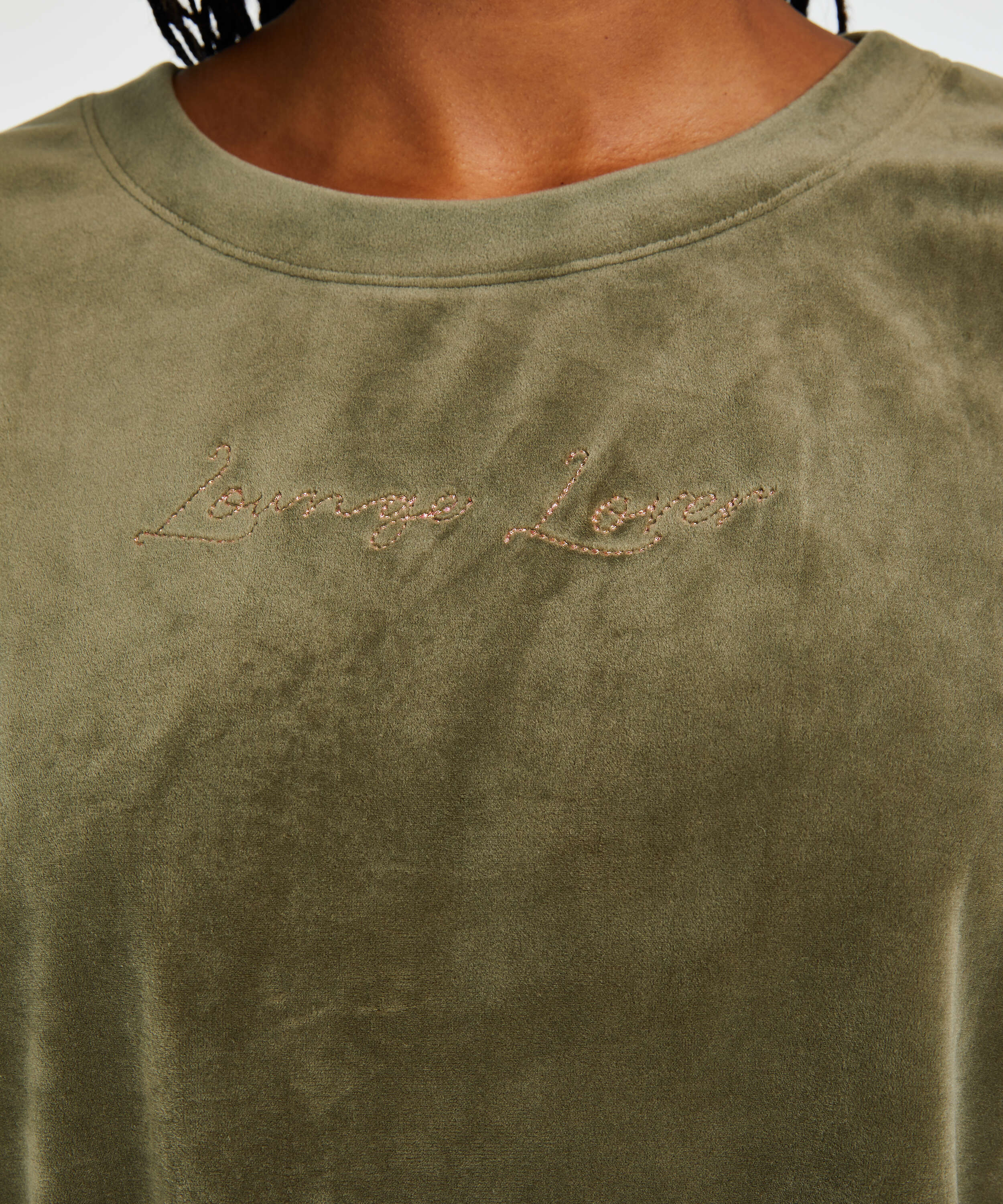 Top Velours manches longues, Vert, main